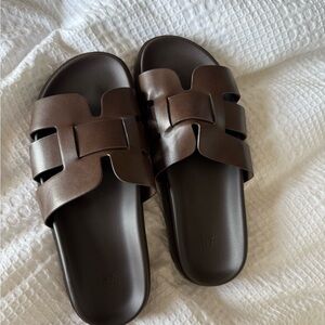 H&M Brown Slide Sandals